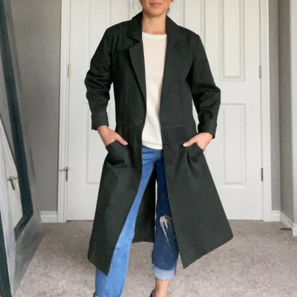 First Rite Green  herringbone utility Shop Coat - Picture 8 of 16